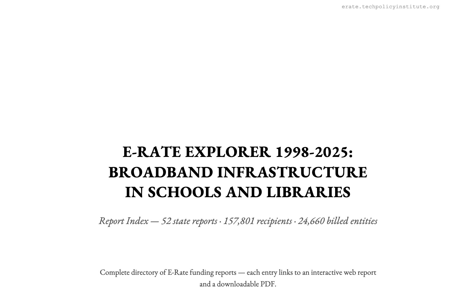 E-Rate Explorer 1998-2025: Broadband Infrastructure in Schools and Libraries report cover